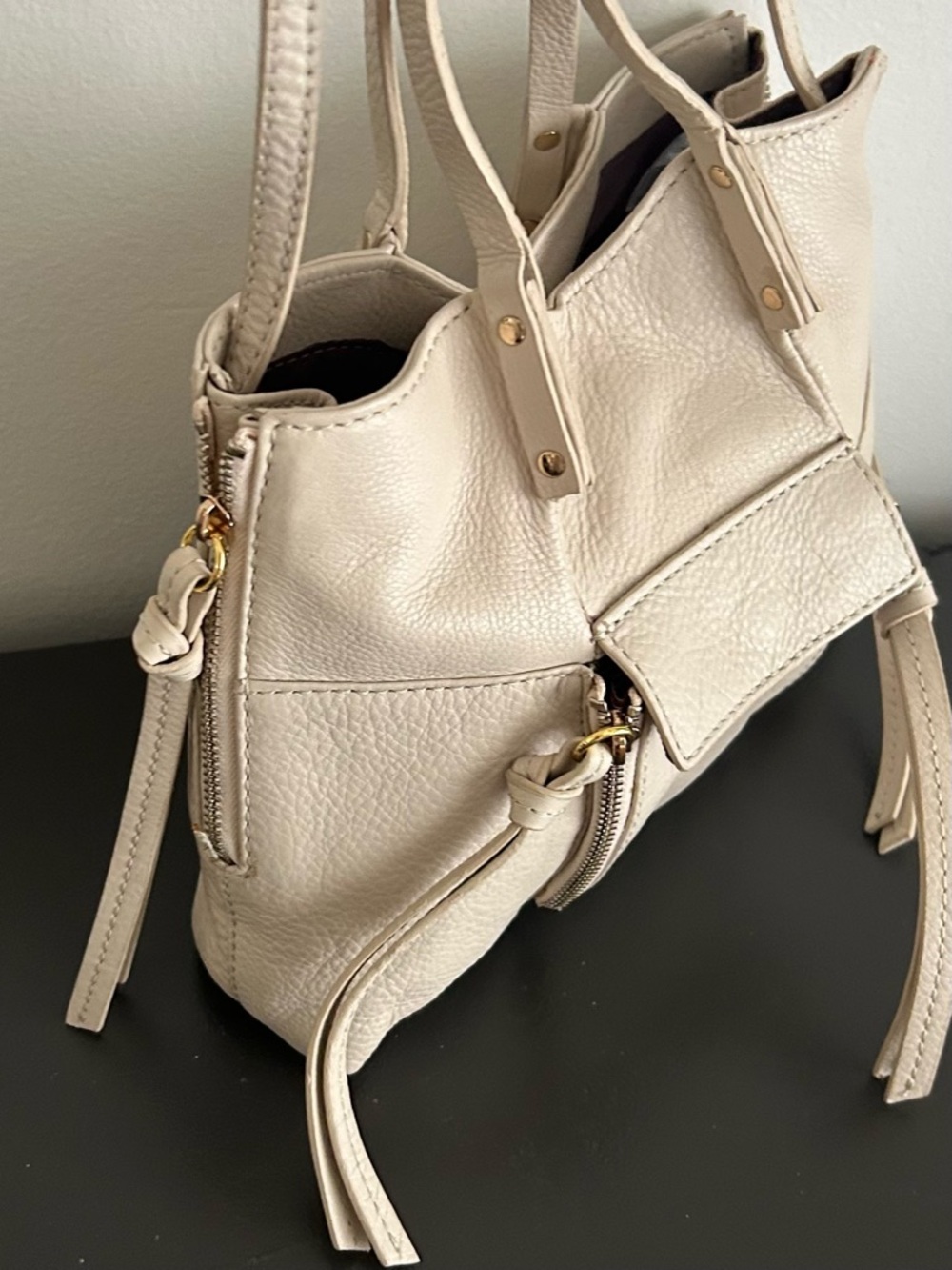 Kooba Cream Pebbled Leather shoulder bag Crossbody Bag boho satchel Purse - Picture 5 of 12